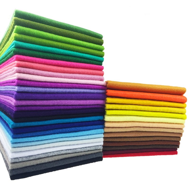 flic-flac 42pcs1.4mm Thick Soft Felt Fabric Sheet Assorted Color Felt Pack DIY Craft Sewing Squares Nonwoven Patchwork (25cm * 25cm) - Image 1